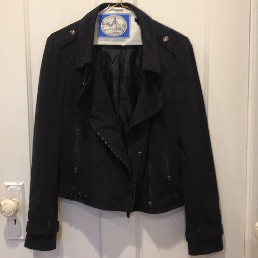 Suede navy moto jacket